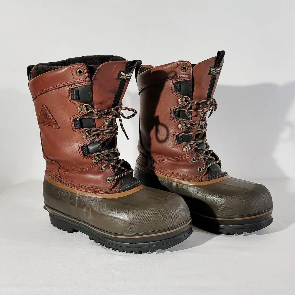 ROCKY Men's US 9 Polartec Insulated Duck Boots Leather & Rubber Muck Work Boots - Picture 1 of 11
